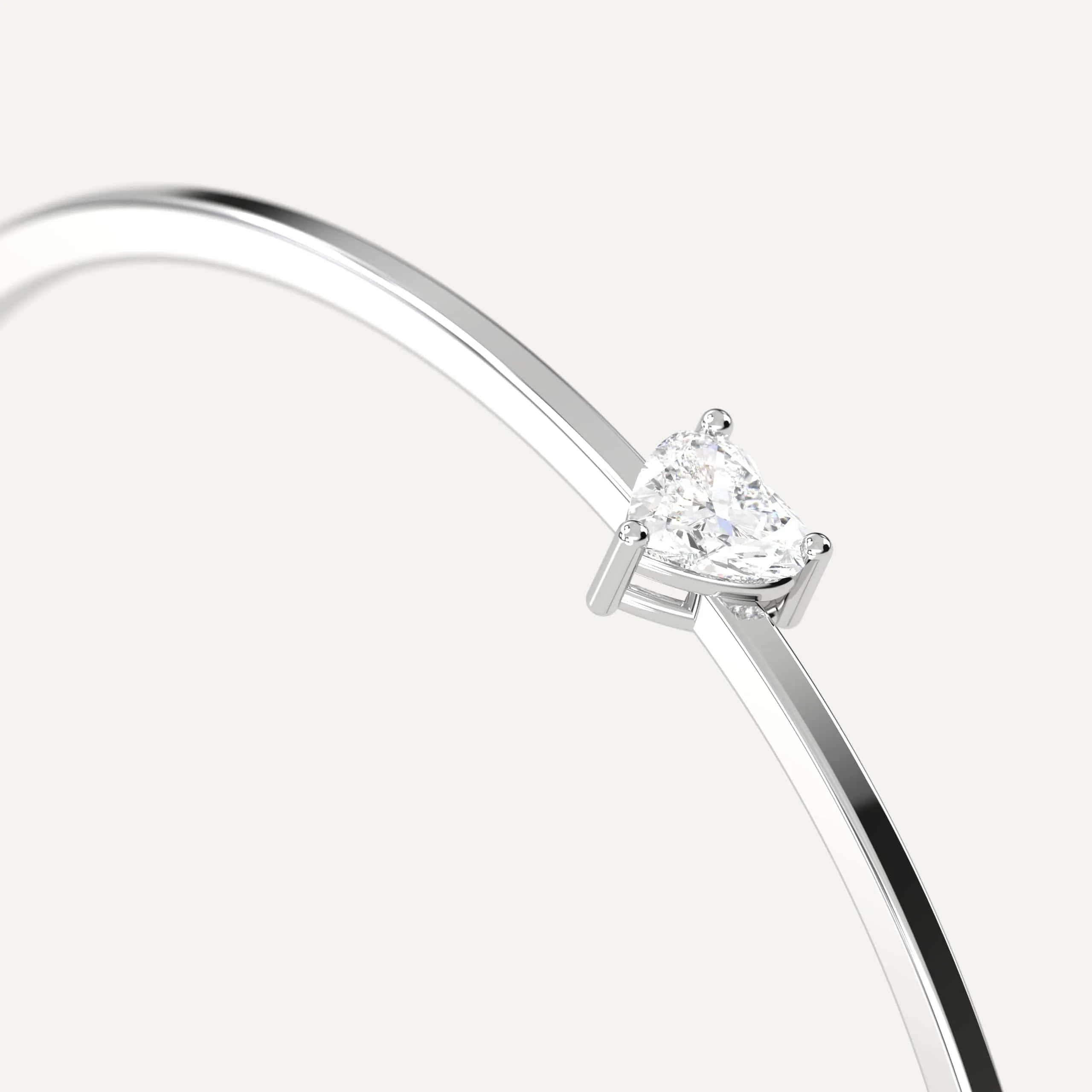 1 carat Heart Diamond Solitaire, Bangle Bracelet