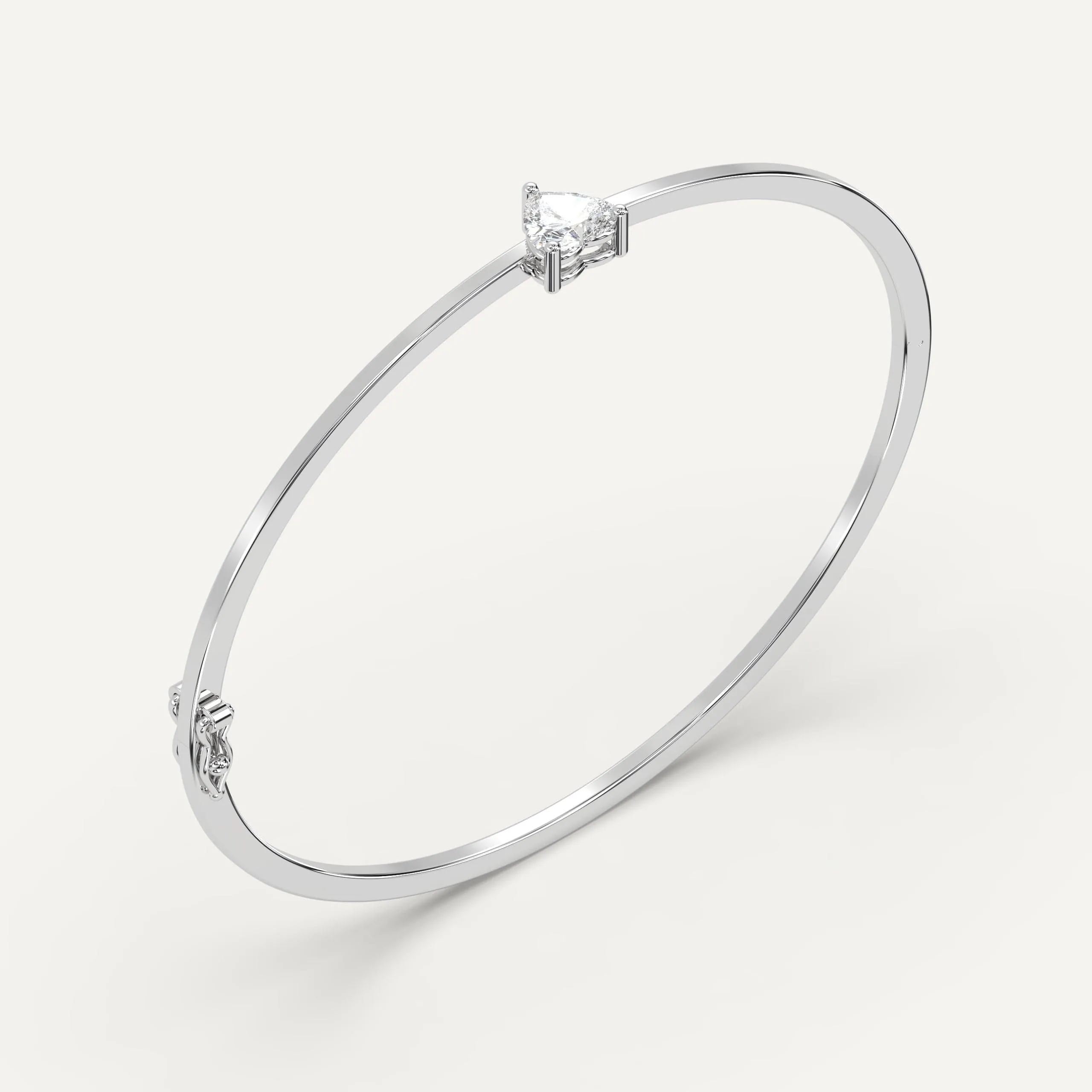 1 carat Heart Diamond Solitaire, Bangle Bracelet