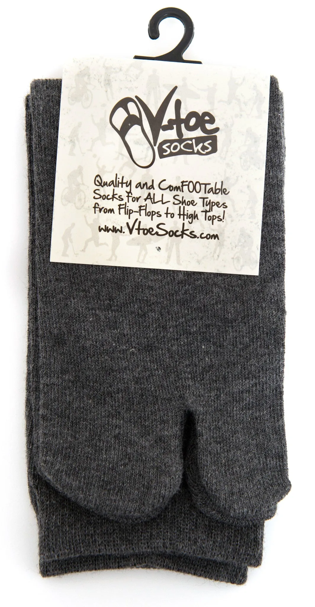 1 Pair - V-Toe Flip Flop Tabi Socks - Grey Solid Casual