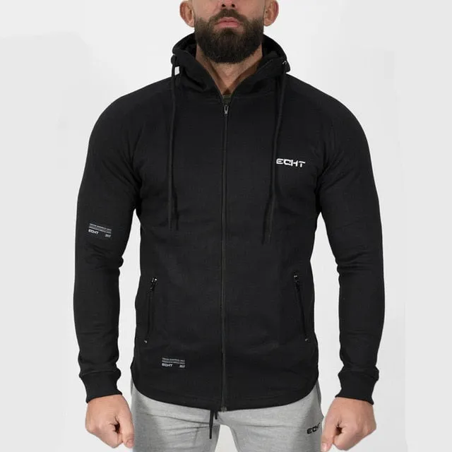 2018 Autumn New Men zipper Hoodies Fashion Casual Gyms Fitness Hooded Jacket Male Cotton Sweatshirts Sportswear Clothing Tops