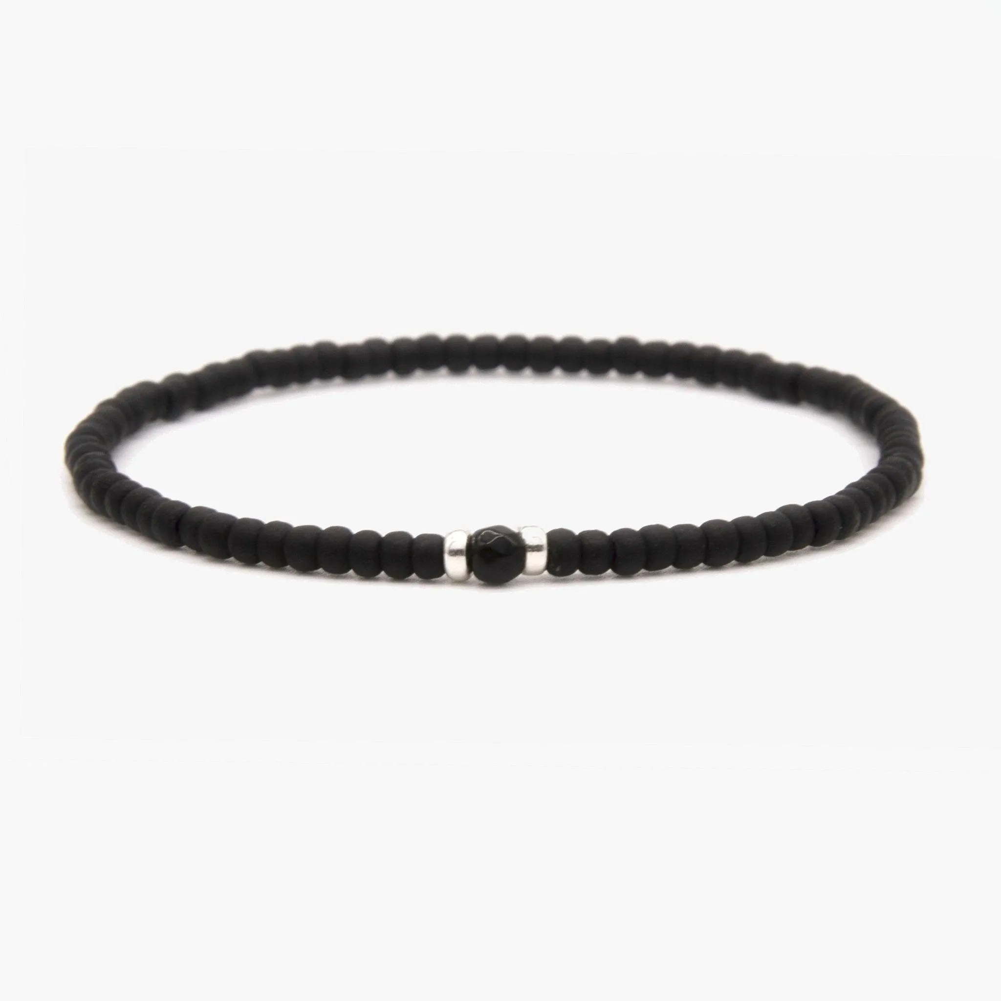 Dandy Matte Black Bracelet with 2mm Beads - Stylish Unisex Accessory