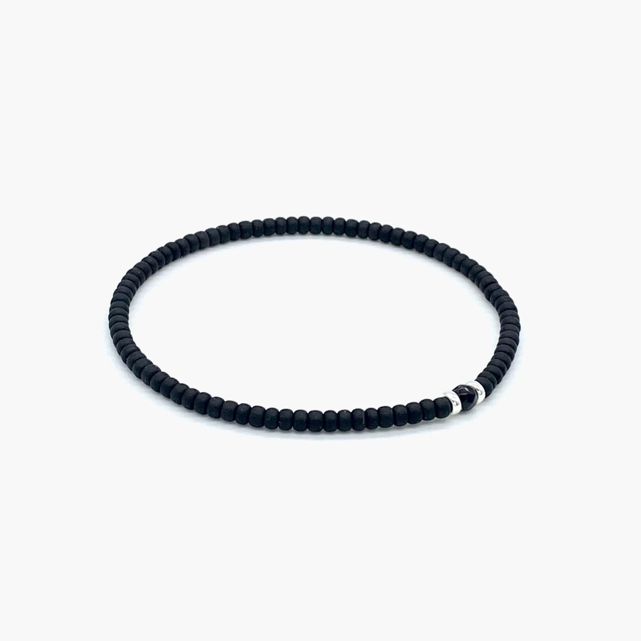 Dandy Matte Black Bracelet with 2mm Beads - Stylish Unisex Accessory