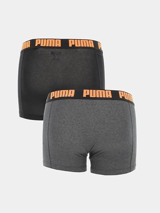 521015001049, Puma, Men's 2Pk Boxers - Black Ultra Orange Combo