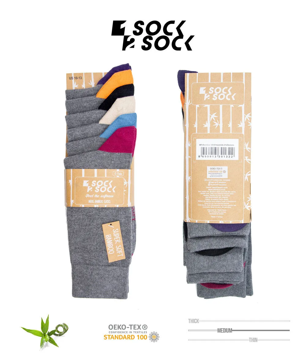 6 PACK BAMBOO SOCKS GREY