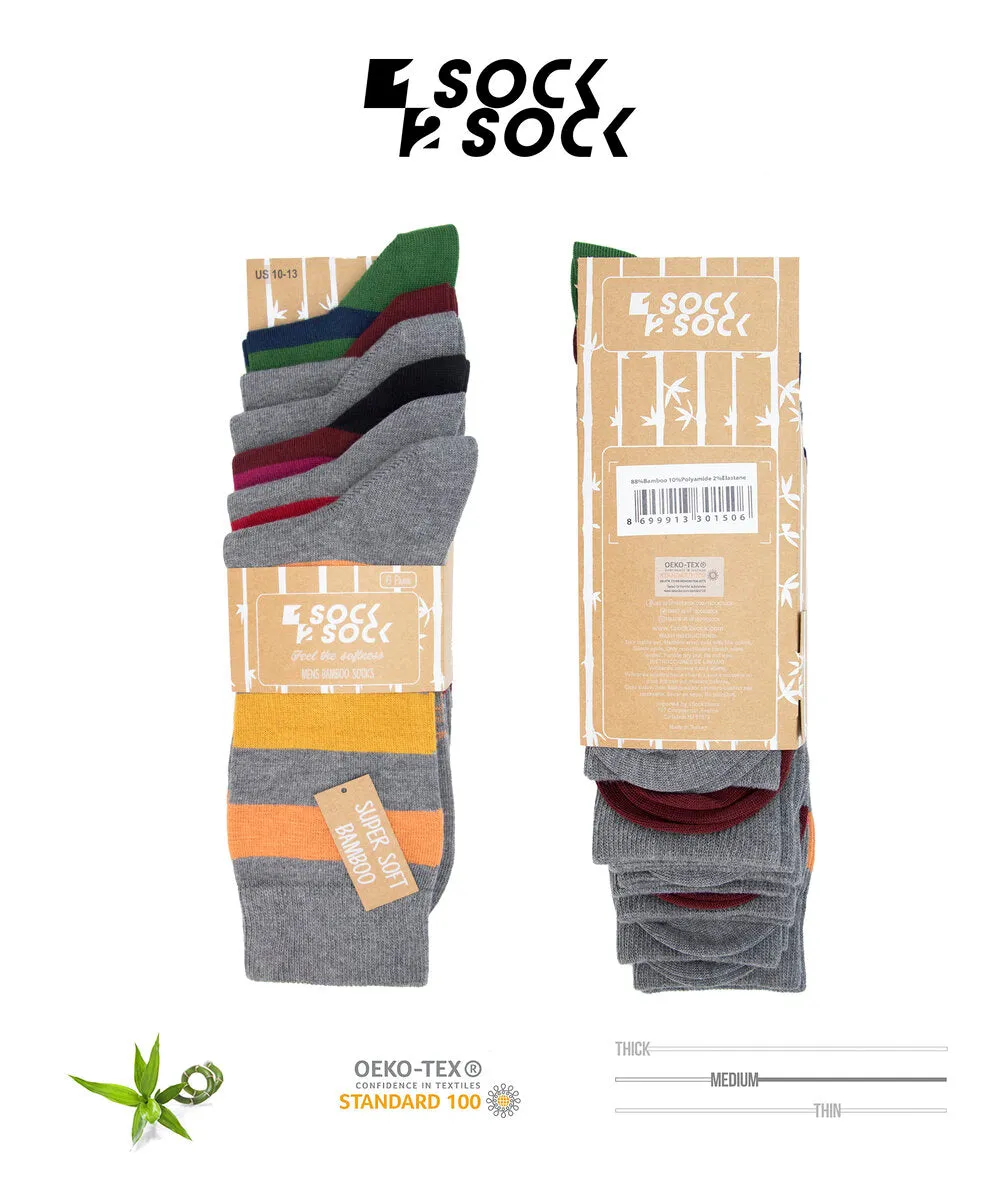 6 PACK BAMBOO SOCKS GREY