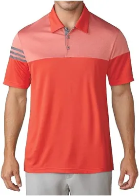 Adidas 3 Stripes Heather Block Polo Shirt / Blaze Orange / Small