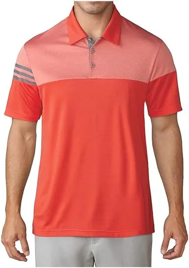 Adidas 3 Stripes Heather Block Polo Shirt / Blaze Orange / Small