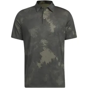 Adidas Flower Mesh Polo Shirt / Olive Strata, Black / Small