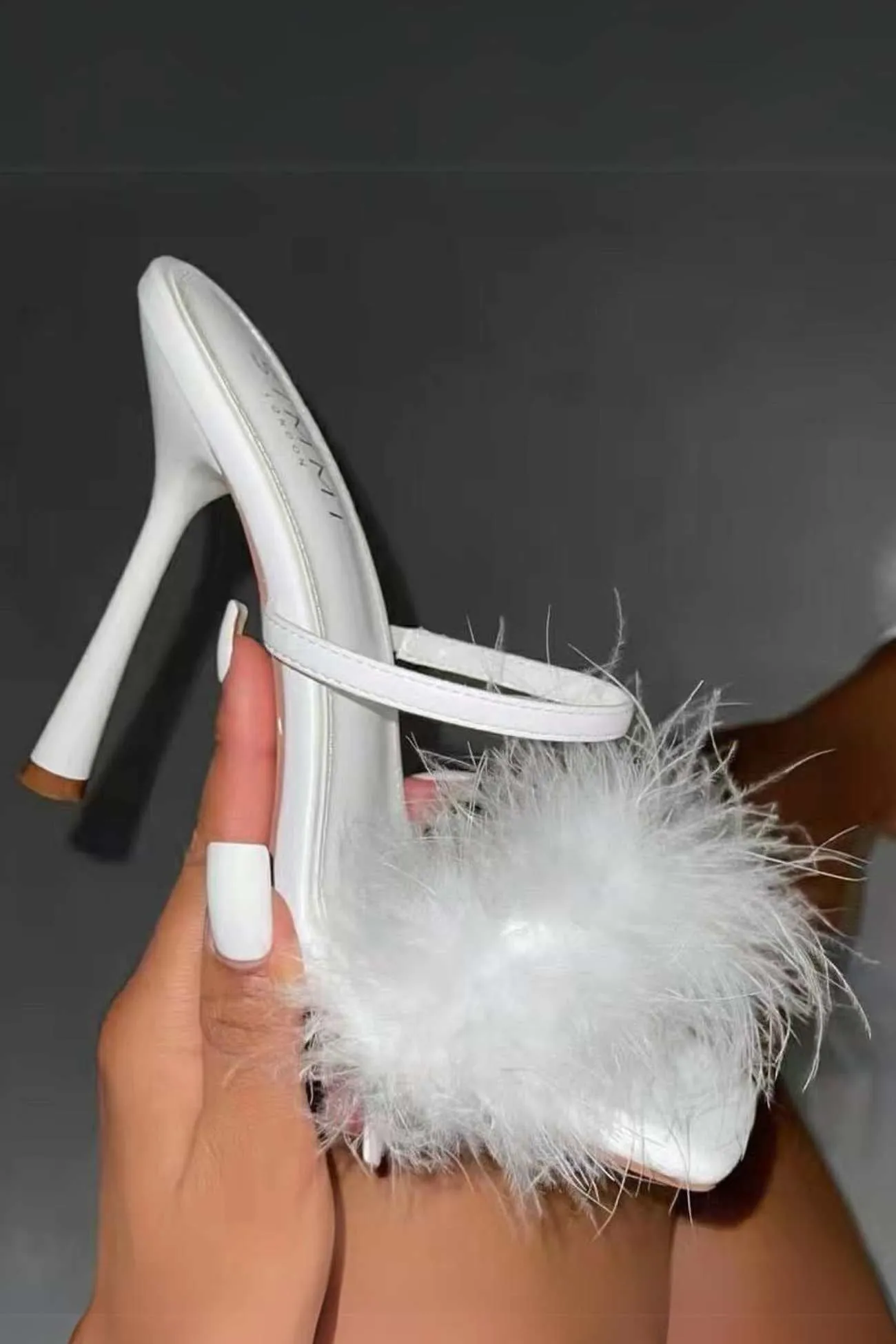 Amozae-Feather Slide-On High Heel Sandals