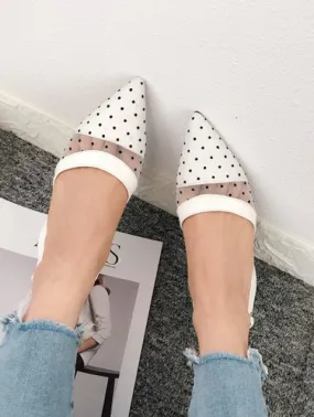 Attractive Dot Pointed Toe Flat Sandals