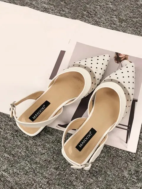 Attractive Dot Pointed Toe Flat Sandals