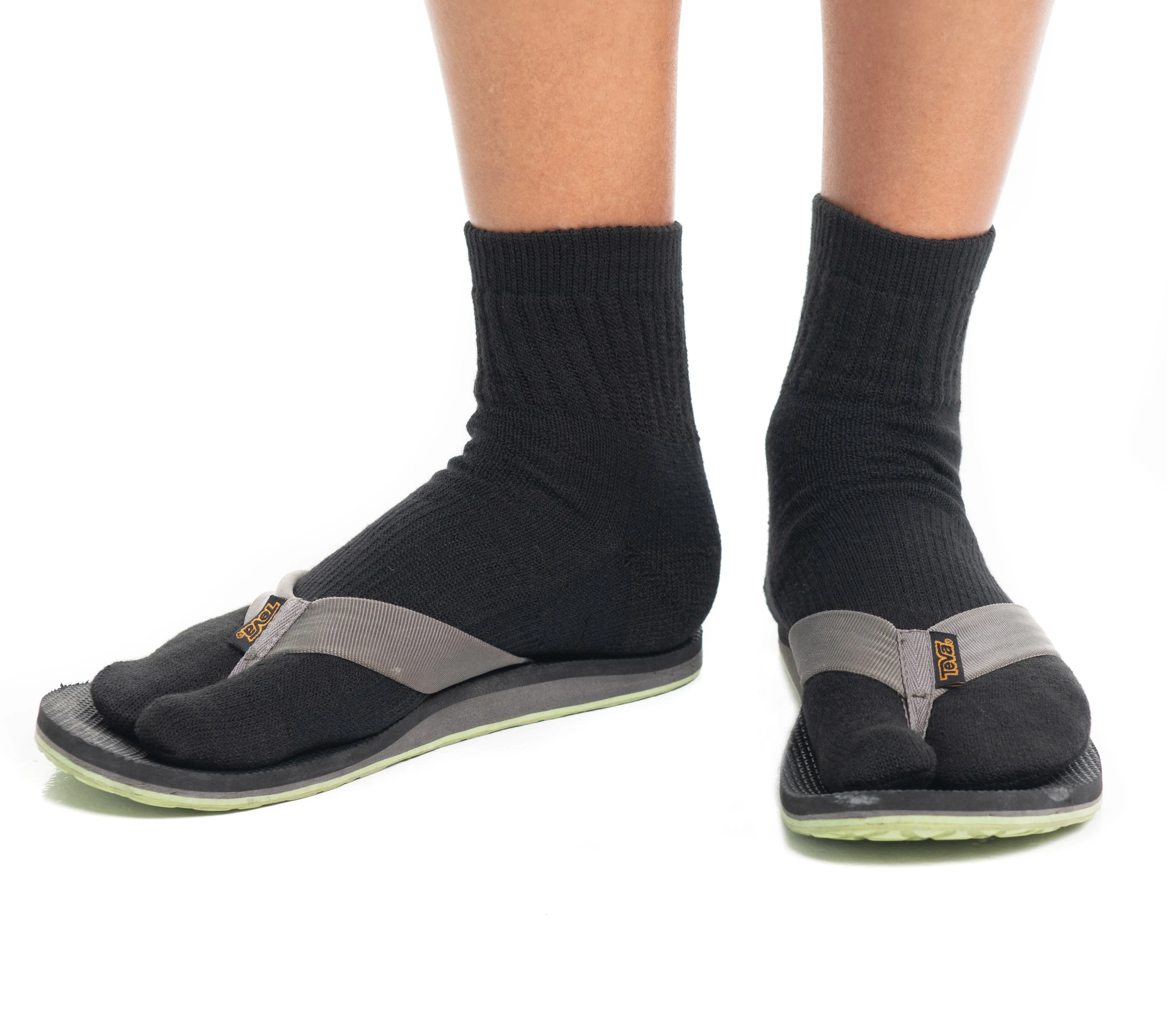 Black Wool Casual V-Toe Flip-Flop Tabi Big Toe Socks