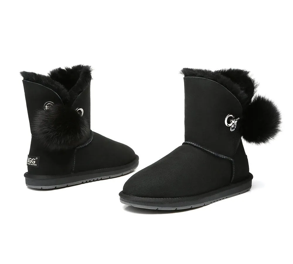 Blakely Ladies Short Pom Pom Boots