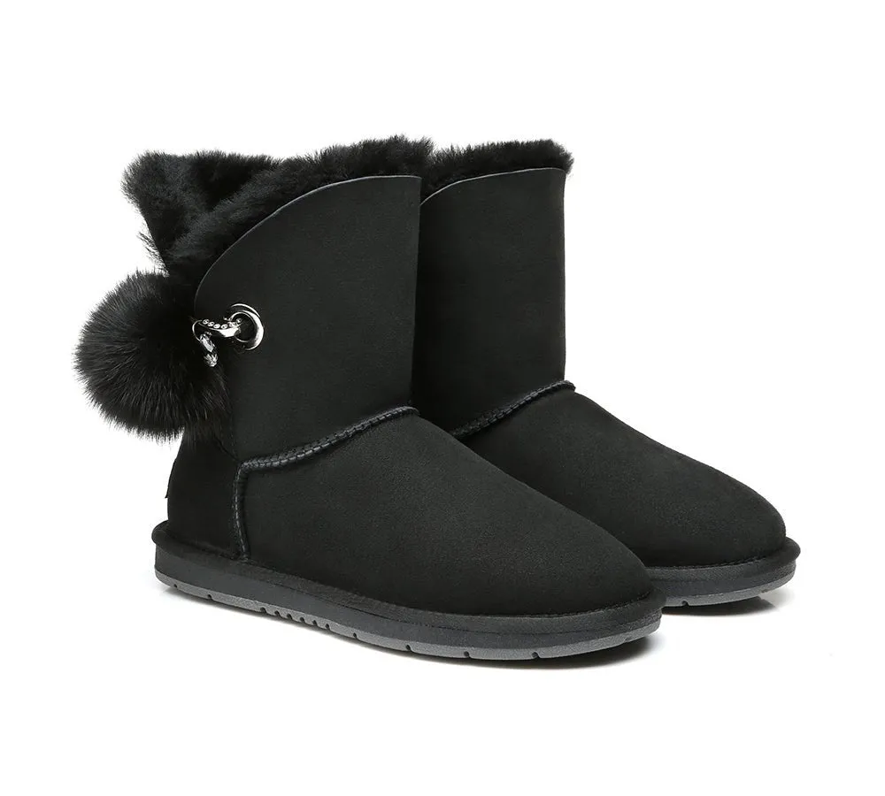 Blakely Ladies Short Pom Pom Boots