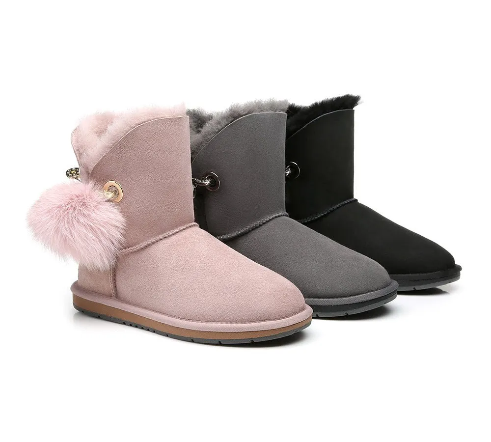 Blakely Ladies Short Pom Pom Boots