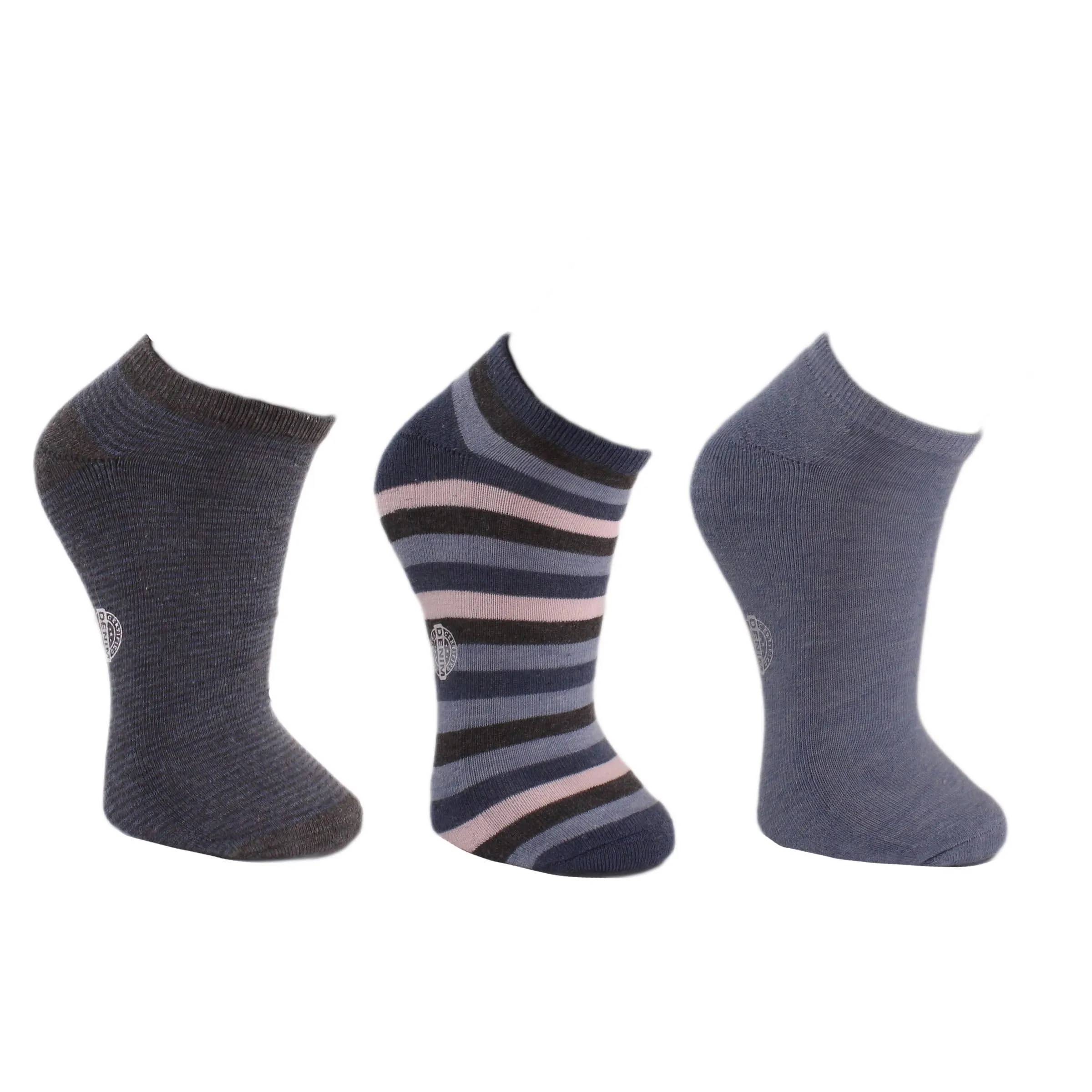 Blue Striped Socks 3 Pack Men's No Show Socks