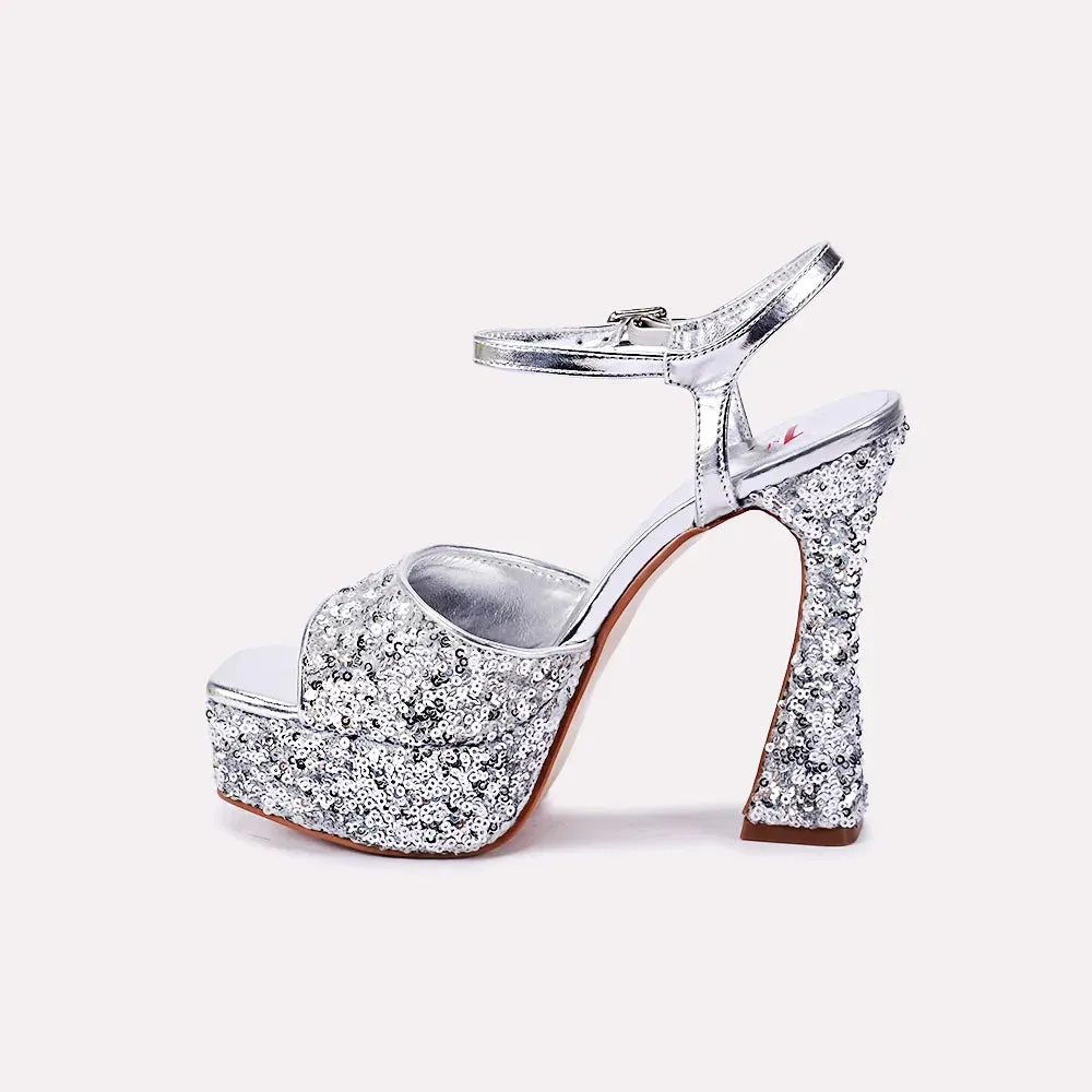 Cara Silver High Heel Sandals 0421205