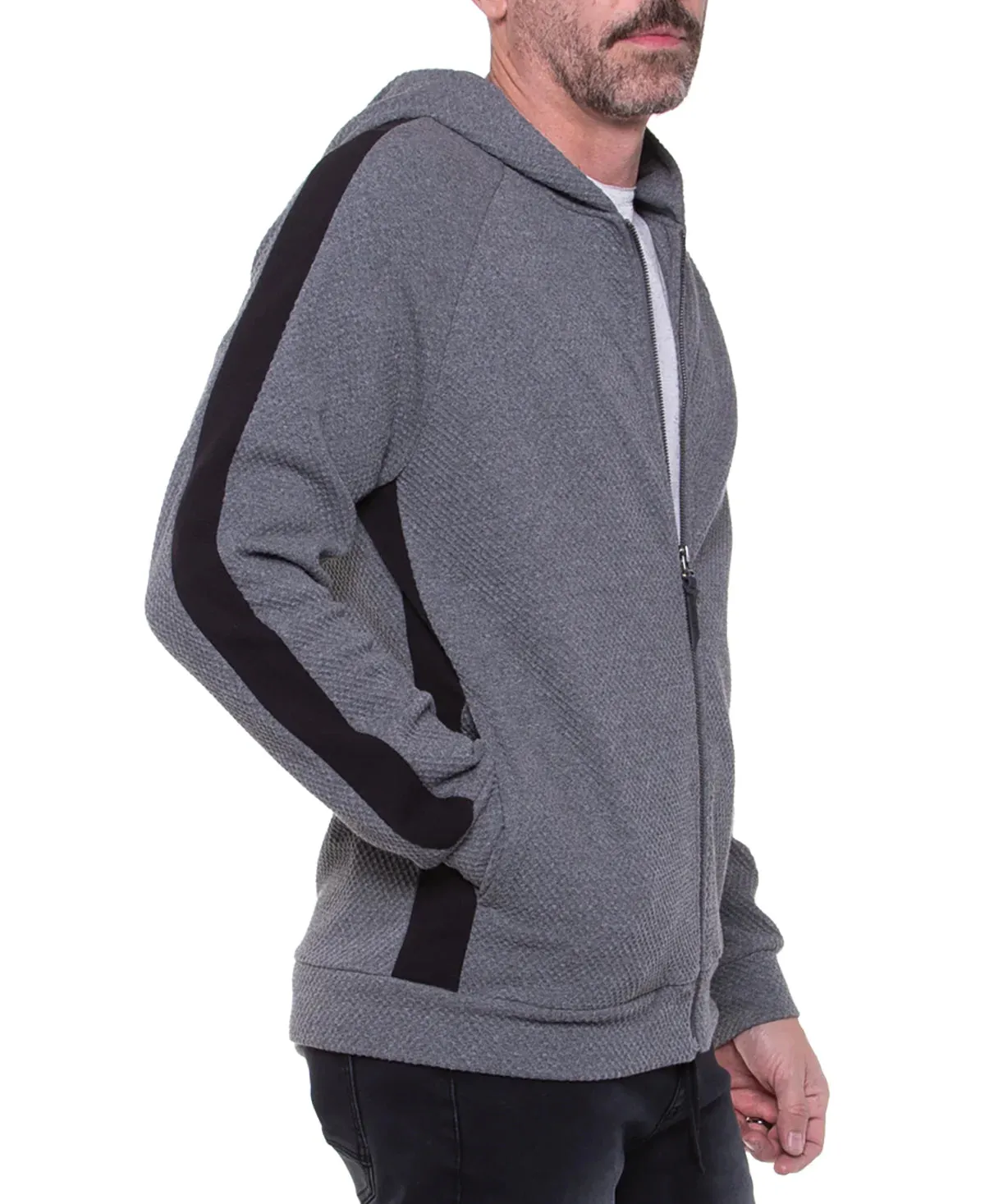 CIVIL SOCIETY HERSCHEL WAFFLE KNIT HOODIE HEATHER CHARCOAL