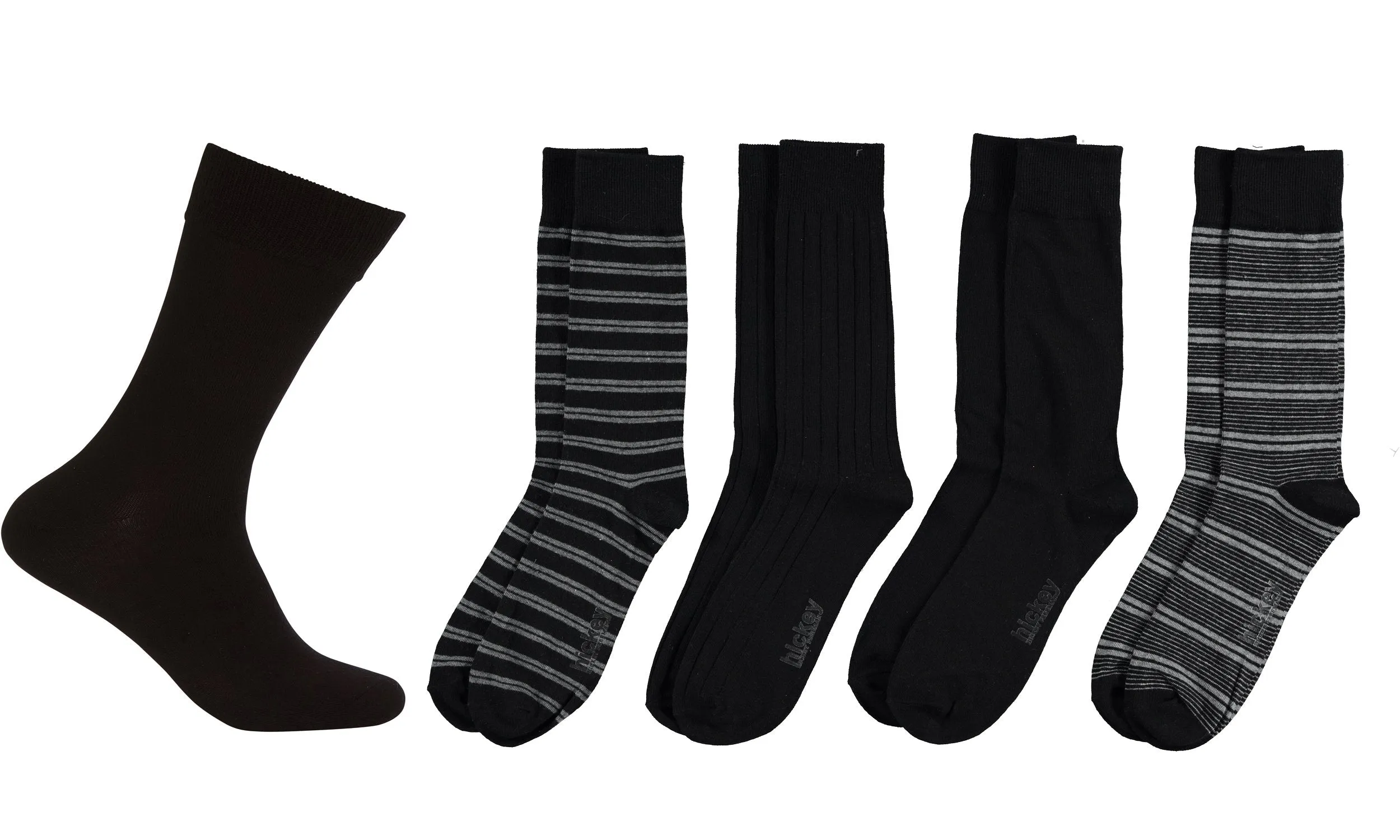 Hickey Freeman Men’s Classic bamboo Cotton Extra Soft Dress Crew Socks - Premium Comfort Business Casual Socks, 4 Pack (Black/Blue Stripes - Cotton)