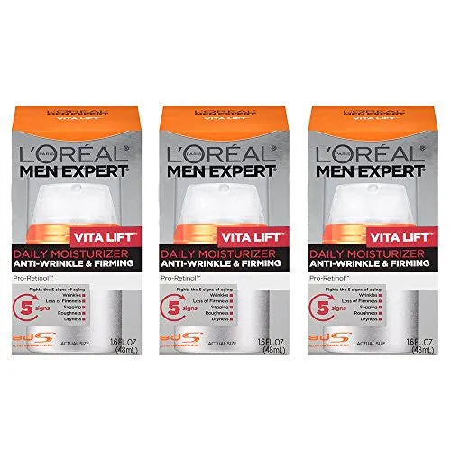 L'OREAL PARIS SKIN CARE MEN EXPERT VITA LIFT ANTI-WRINKLE AND FIRMING DAILY MOISTURE, 3 COUNT