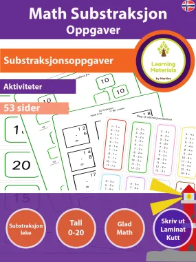 Matematikk subtraksjonsoppgaver