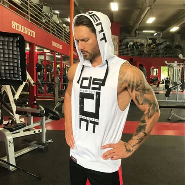 Mens Fitness Hoodies Sleeveless Hoodie Fitness Sweatshirt Boys Hooded Tops Bodybuilding Clothing Workout Hip Hop Activewear