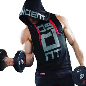 Mens Fitness Hoodies Sleeveless Hoodie Fitness Sweatshirt Boys Hooded Tops Bodybuilding Clothing Workout Hip Hop Activewear