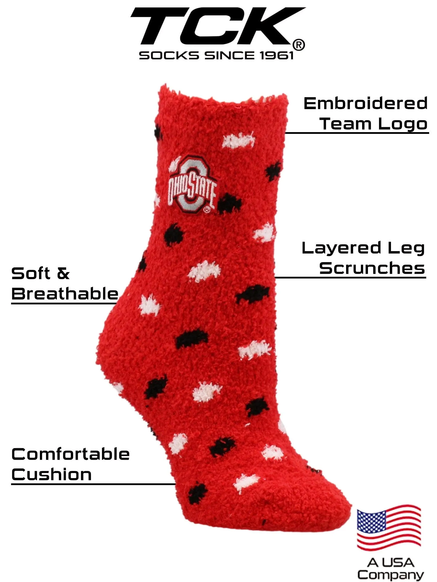 NCAA College Fuzzy Socks For Women & Men, Warm and Cozy Socks Womens Licensed University Sock