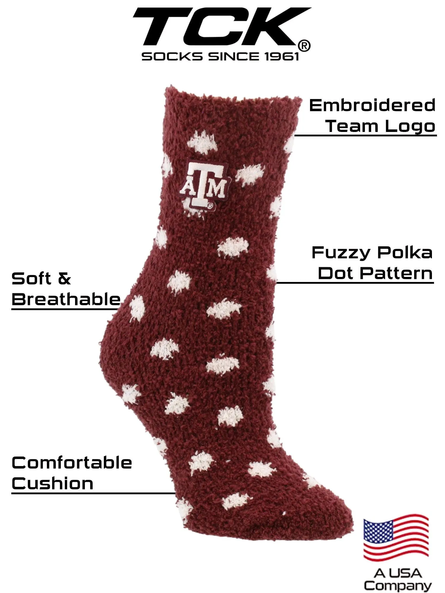 NCAA College Fuzzy Socks For Women & Men, Warm and Cozy Socks Womens Licensed University Sock