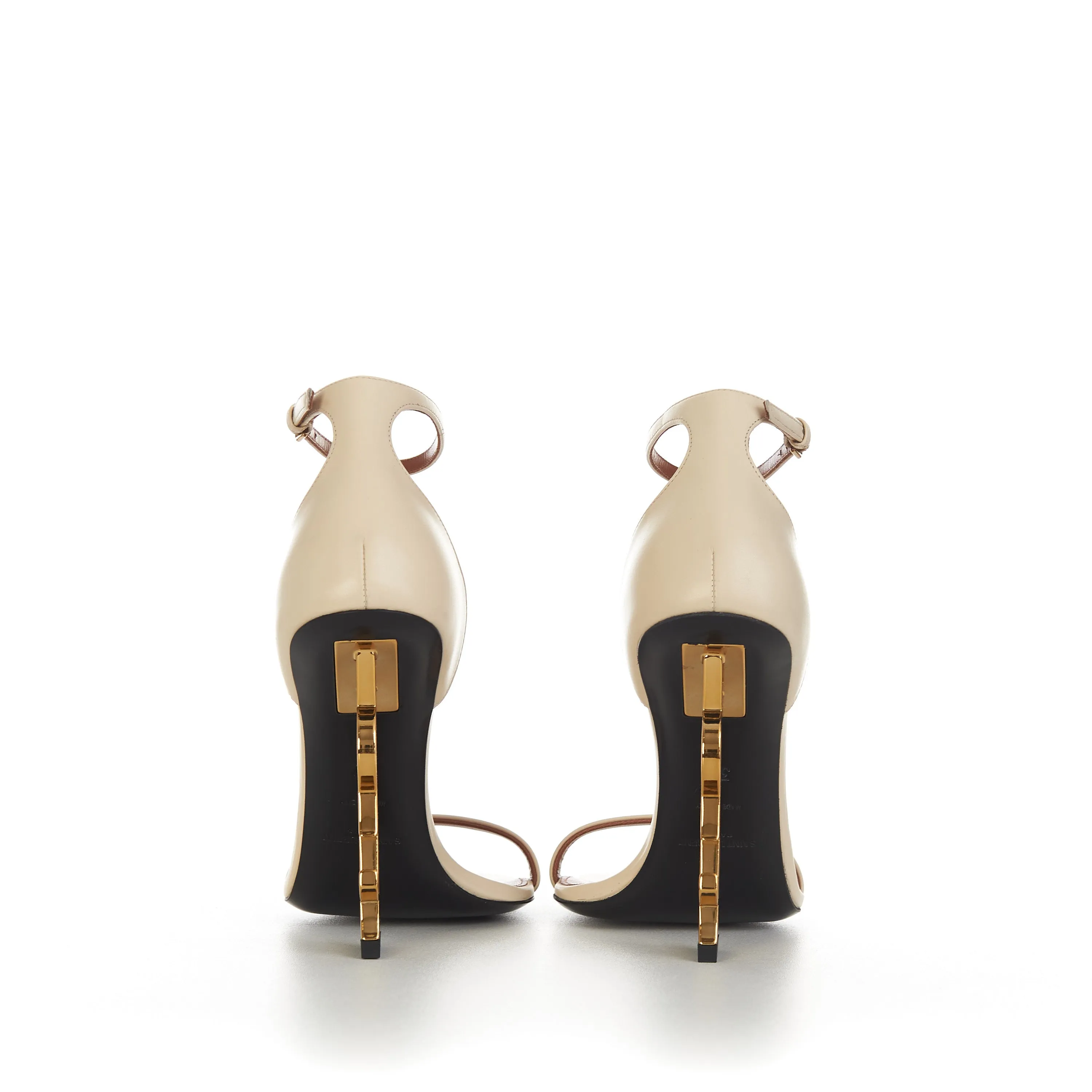 OPYUM Beige High Heel Sandals - Smooth Leather, YSL Cassandre Heel