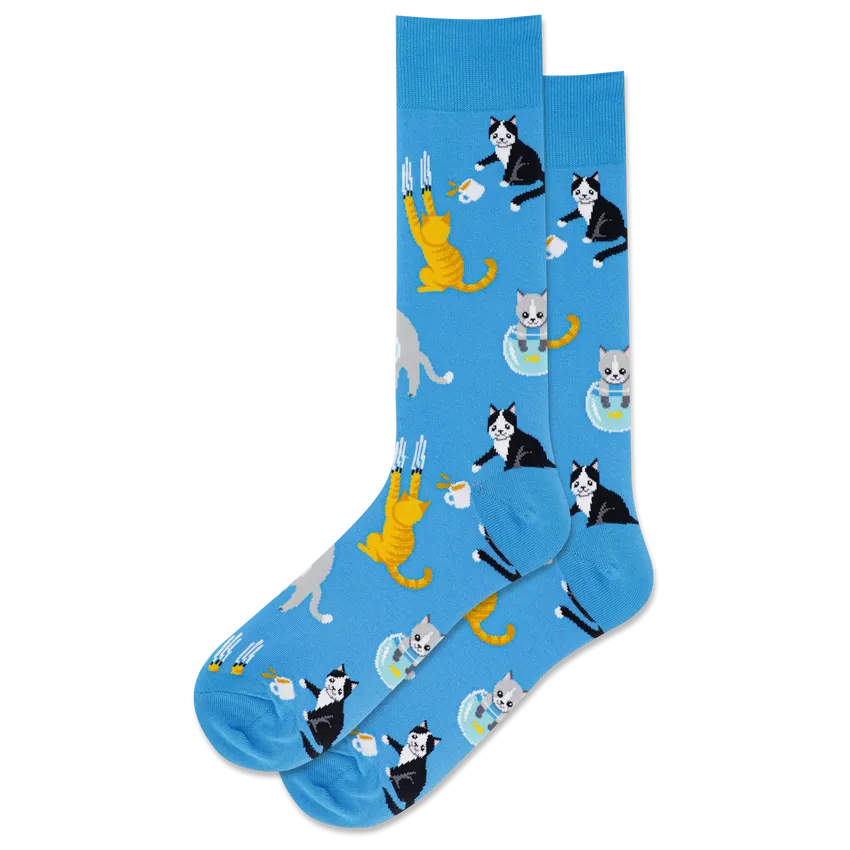 "Bad Cats" Crew Socks by Hot Sox - Large