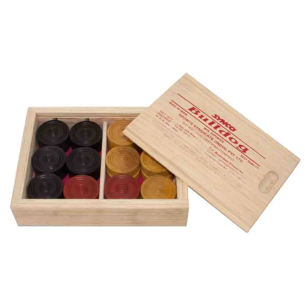 SYNCO Bulldog Carrom Coin Set in Wooden Box