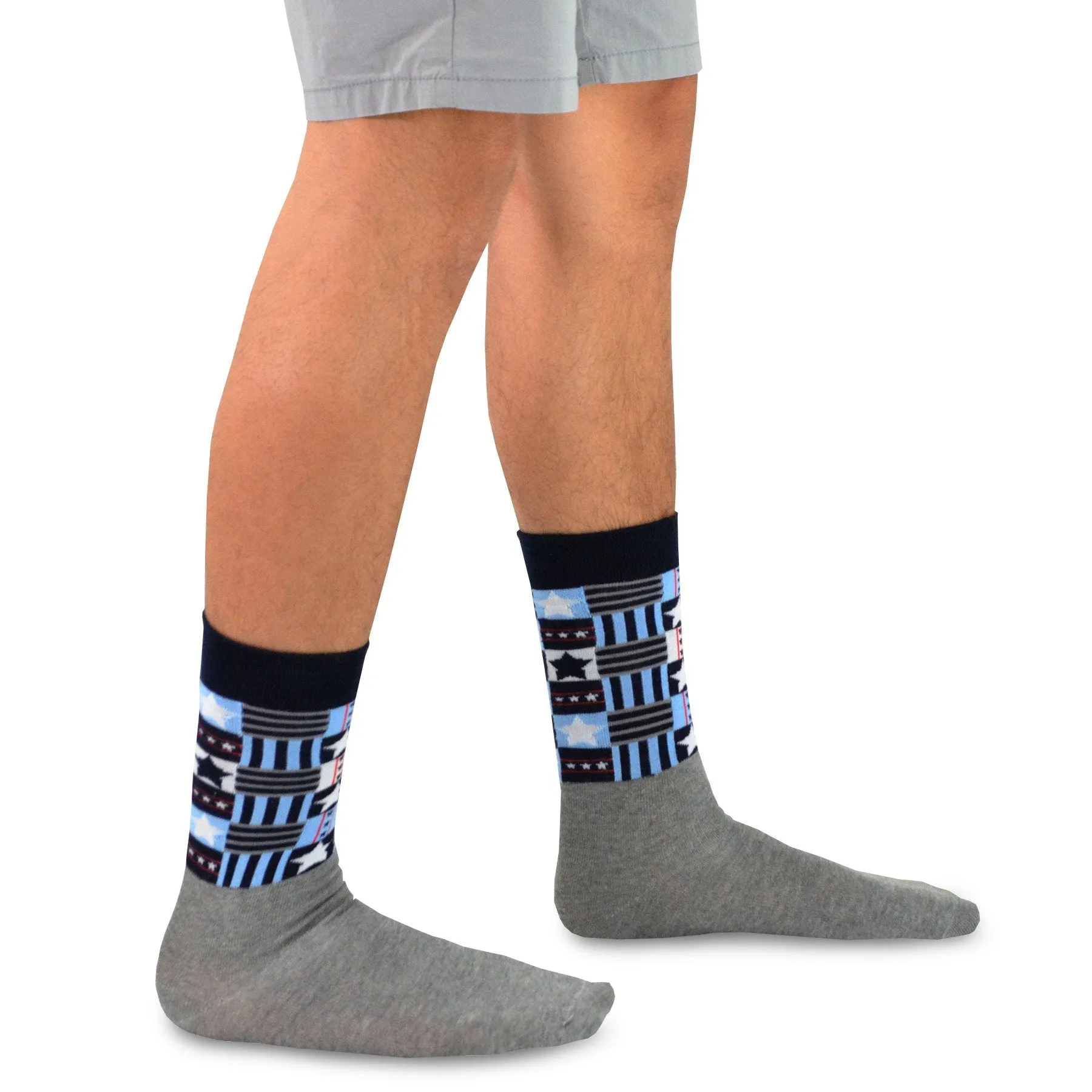 TeeHee Socks Men's 4th of July Cotton Crew I Love USA 5-Pack (51085)