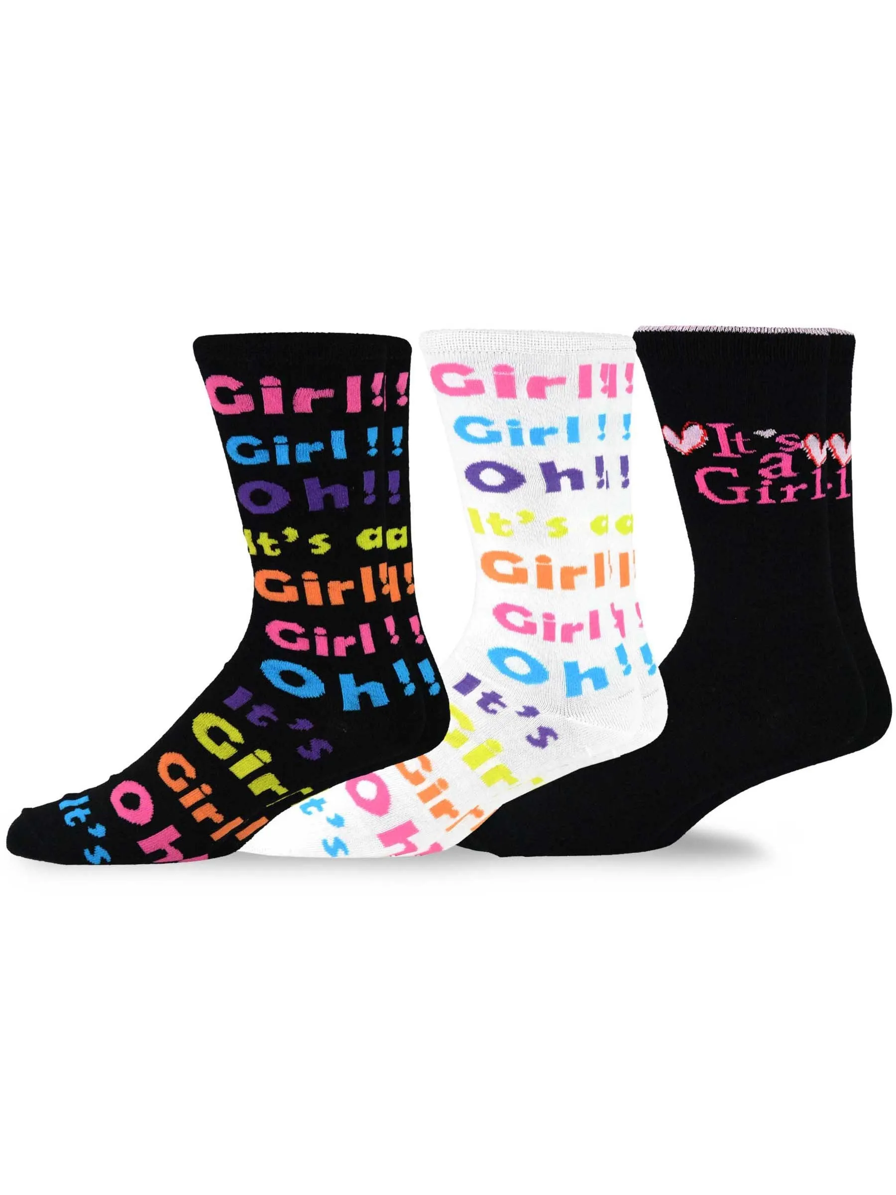 TeeHee Socks Men's Baby Shower Cotton Crew It's a Girl 3-Pack (10943)