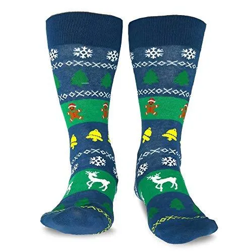 TeeHee Socks Men's Christmas Cotton Crew Assorted 3-Pack (X2002)