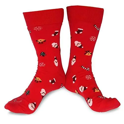 TeeHee Socks Men's Christmas Cotton Crew Assorted 3-Pack (X2002)