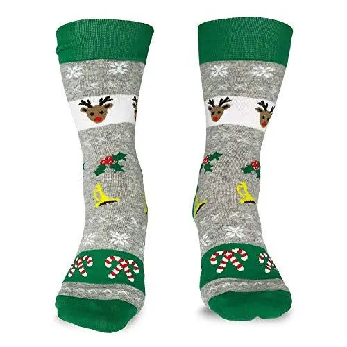 TeeHee Socks Men's Christmas Cotton Crew Assorted 3-Pack (X2002)