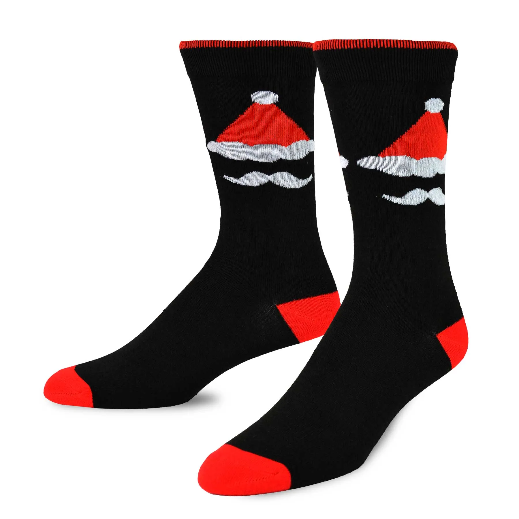 TeeHee Socks Men's Christmas Polyester Crew Nutcracker and Santa 2-Pack (50818)