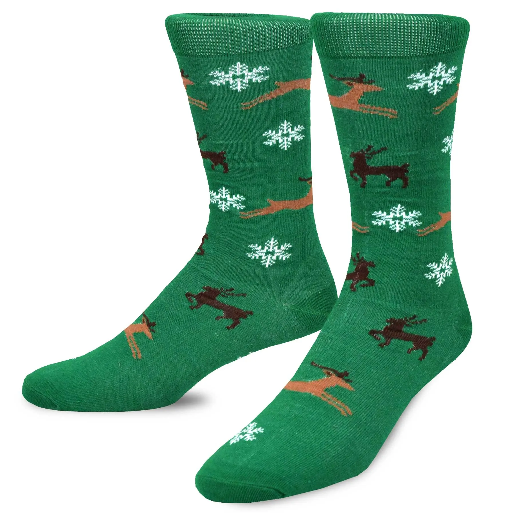 TeeHee Socks Men's Christmas Polyester Crew Snow Deer 5-Pack (51124)