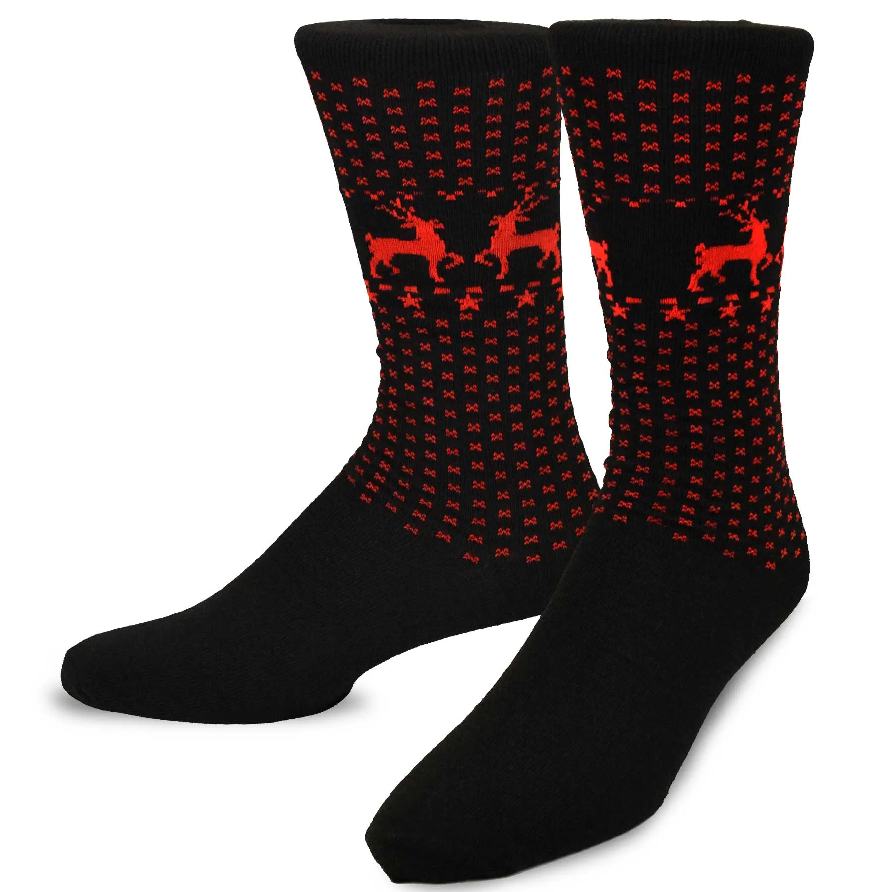 TeeHee Socks Men's Christmas Polyester Crew Snow Deer 5-Pack (51124)