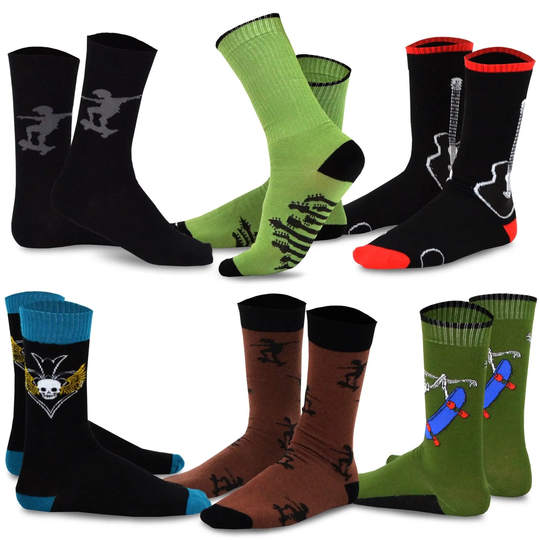 TeeHee Socks Men's Halloween Cotton Crew Assorted 6-Pack (50616)