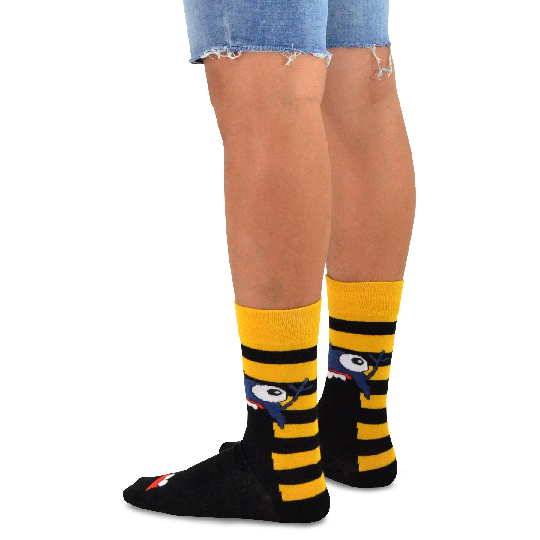 TeeHee Socks Men's Halloween Cotton Crew Monster Eyes 6-Pack (51167)