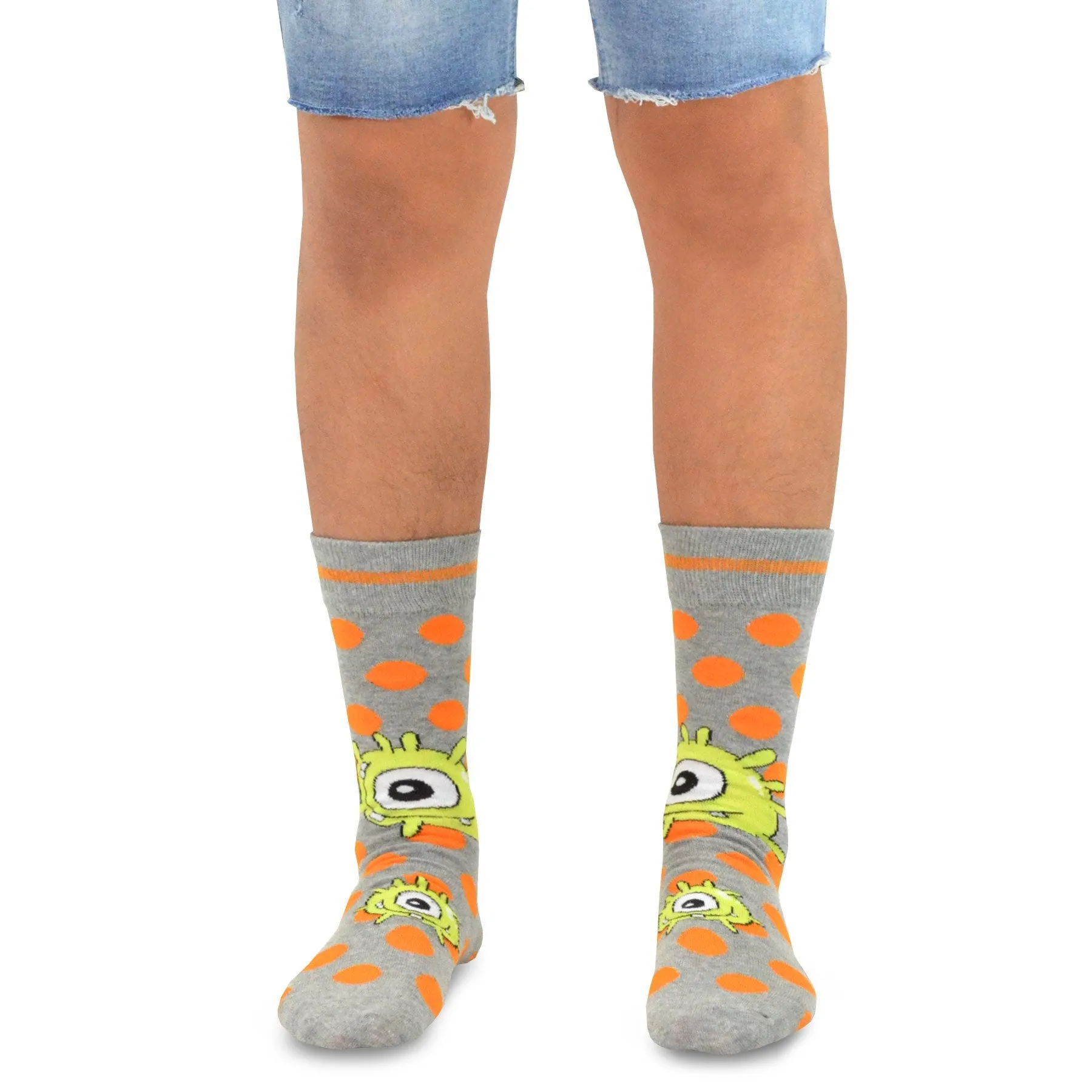 TeeHee Socks Men's Halloween Cotton Crew Monsters 6-Pack (51168)