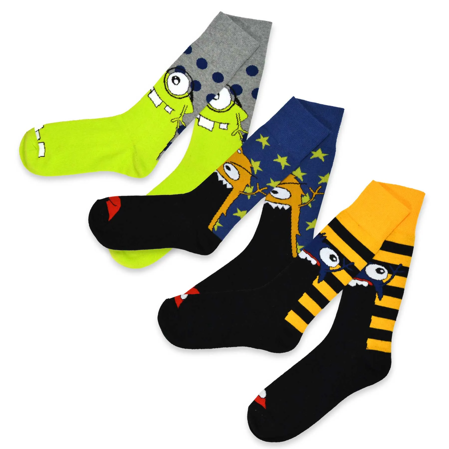 TeeHee Socks Men's Halloween Cotton Crw Monster 3-Pack (50619)