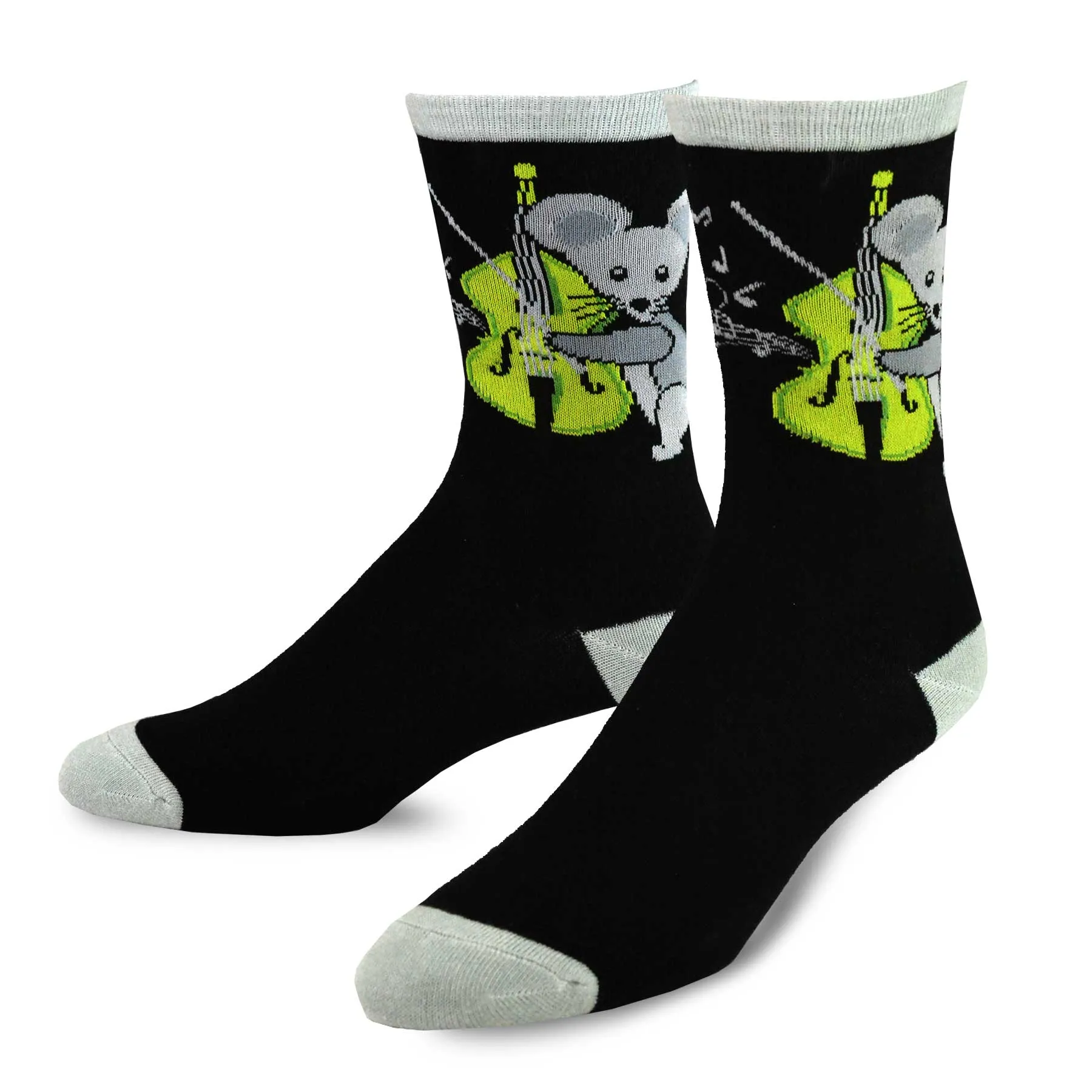 TeeHee Socks Men's Novelty Cotton Crew Animal Music 3-Pack (12000)