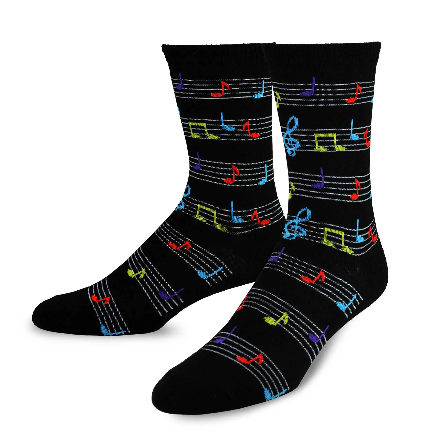 TeeHee Socks Men's Novelty Cotton Crew Musical Notes 3-Pack (11998)