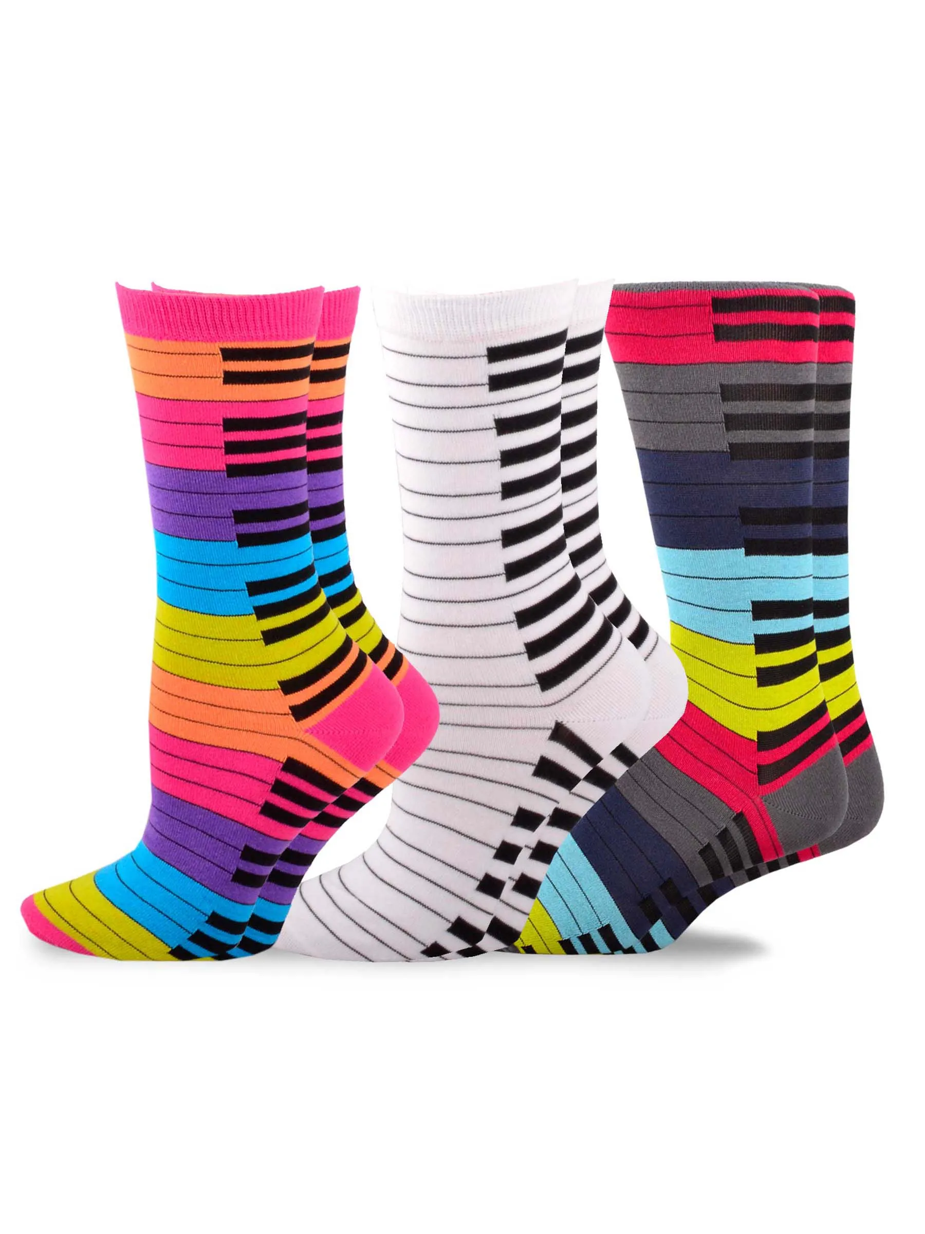 TeeHee Socks Men's Novelty Cotton Crew Piano Key 3-Pack (10934)