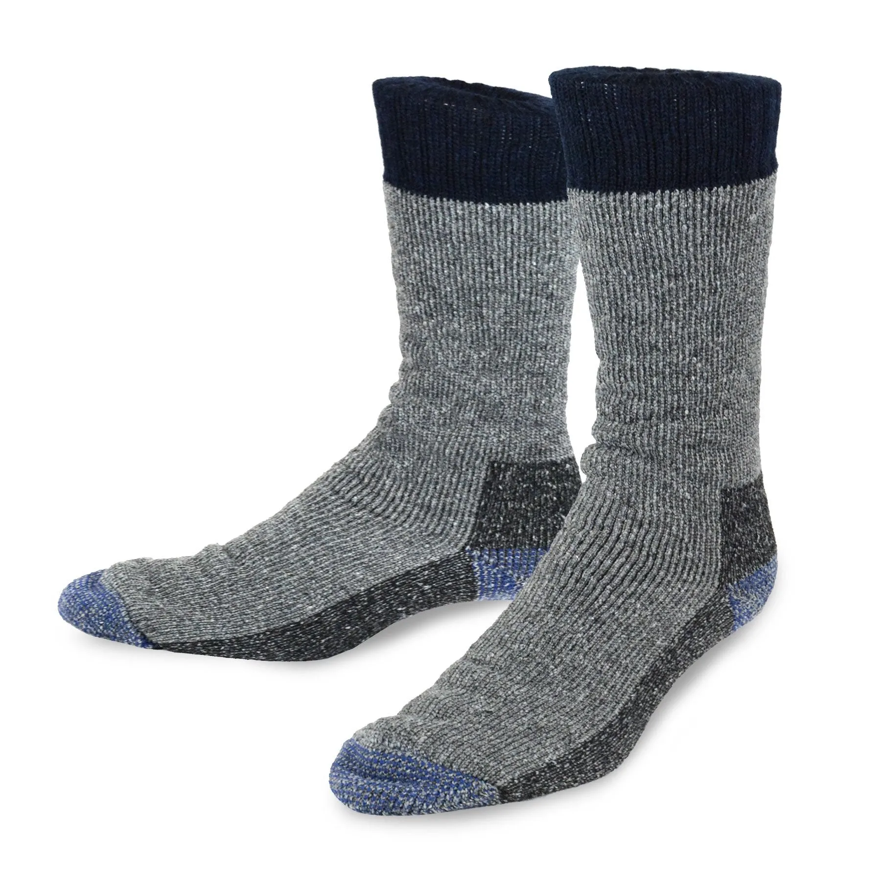 TeeHee Socks Men's Thermal Wool Crew Black/Navy 2-Pack (51078)