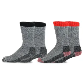 TeeHee Socks Men's Thermal Wool Crew Black/Red 2-Pack (51078)