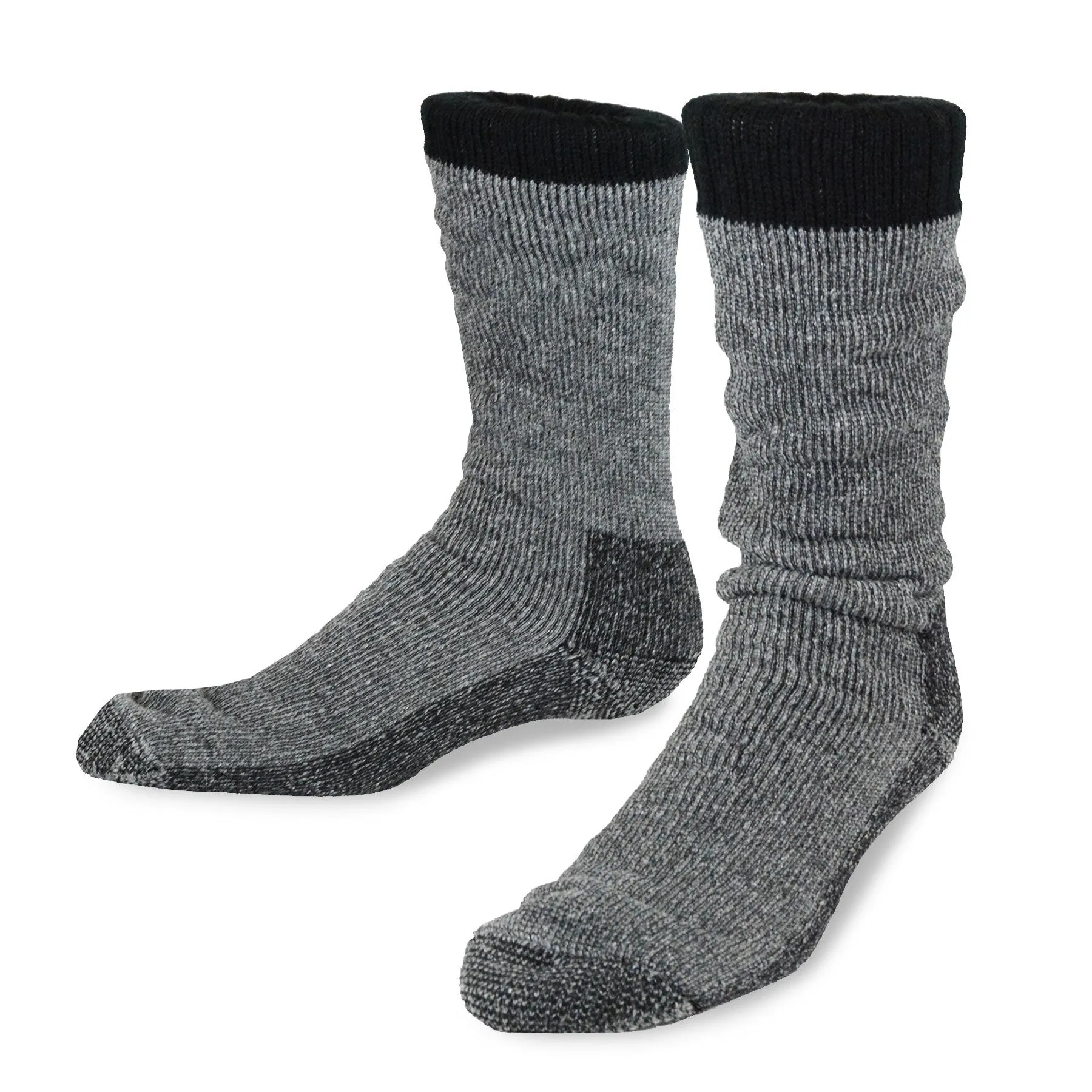 TeeHee Socks Men's Thermal Wool Crew Black/Red 2-Pack (51078)